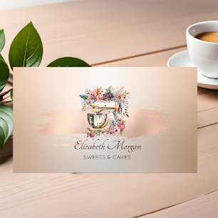 Blumenmischanlage Rose Gold Pinselstriche Bäckerei Visitenkarte