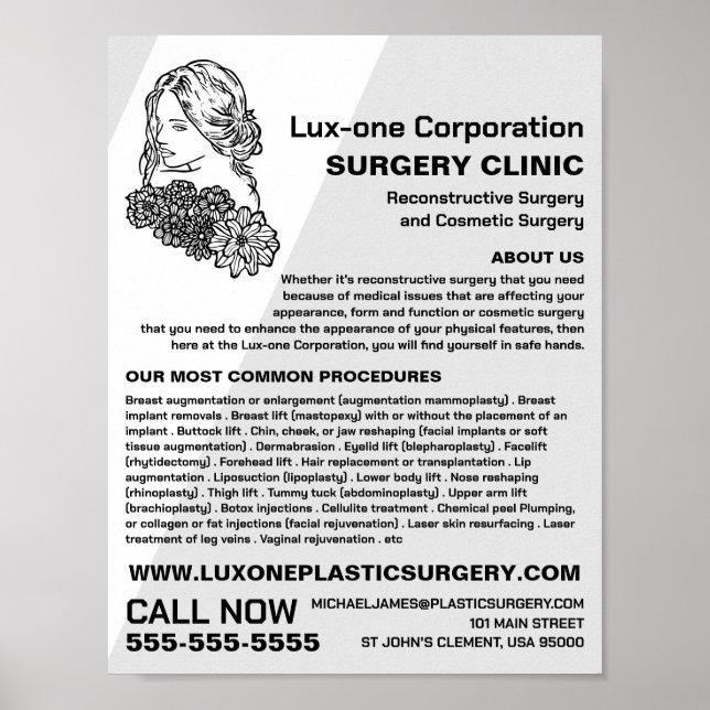 Blumenmodell, plastischer Chirurg, plastische Oper Poster (Vorne)