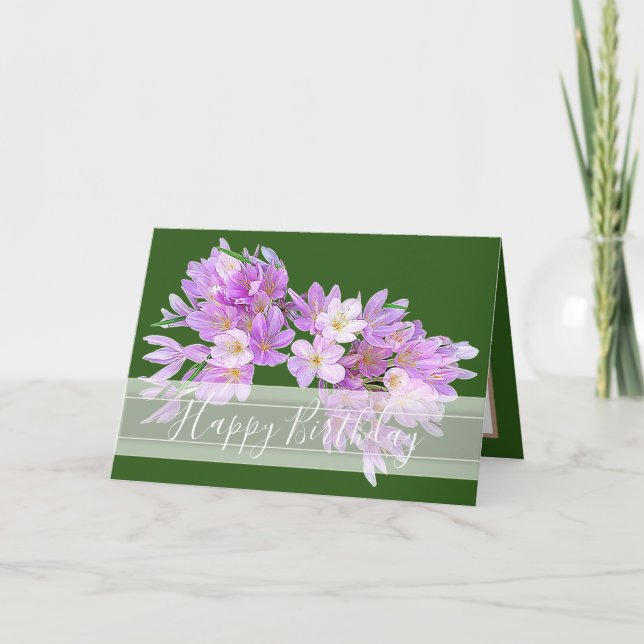 Blumenmodern Crocus Blume Bouquet Pink Geburtstag Karte (Vorderseite)