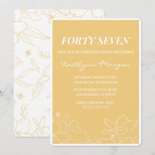Blumenmodern Gelb 47. Geburtstagseinladungen Einladung