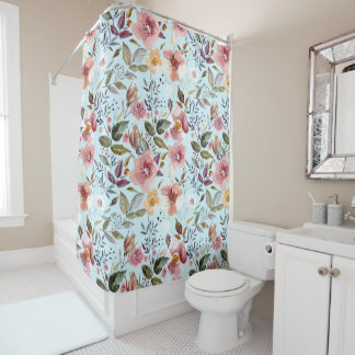 Blumenmodern Moderne Sommer-Blume Muster auf Aquam Duschvorhang