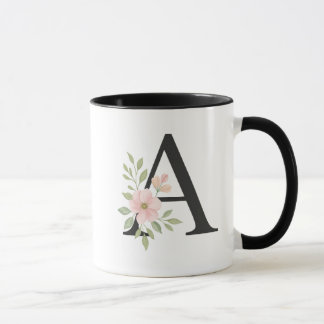 Blumenmonogramm A Tasse – Elegantes Buchstaben A m