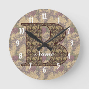 Blumenmonogramm Anfangsbuchstabe B Ihr Name Elegan Runde Wanduhr