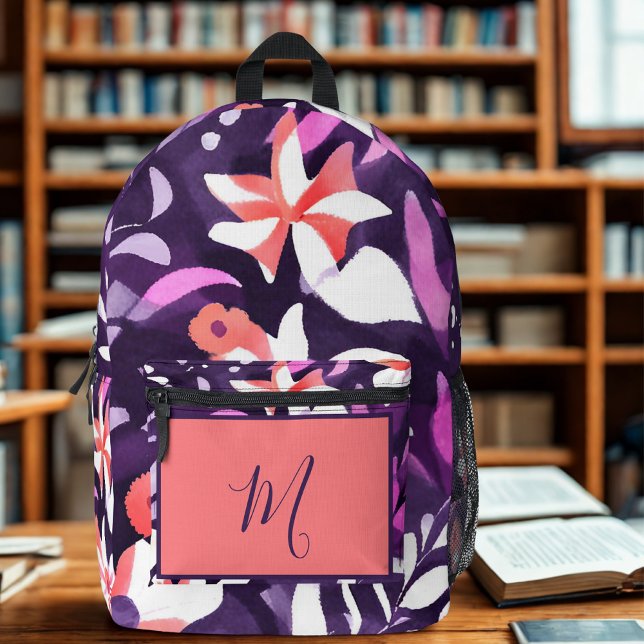 Blumenmonogramm Bedruckter Rucksack (Von Creator hochgeladen)
