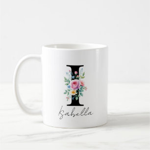 Blumenmonogramm – Buchstabe I Kaffeetasse