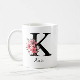 Blumenmonogramm Buchstabe K Margaret Benutzerdefin Kaffeetasse