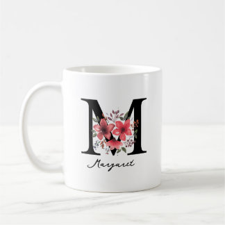 Blumenmonogramm Buchstabe M Margaret Benutzerdefin Kaffeetasse