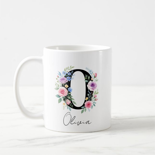 Blumenmonogramm – Buchstabe O Kaffeetasse (Links)