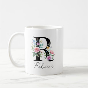 Blumenmonogramm – Buchstabe R Kaffeetasse