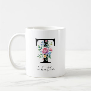 Blumenmonogramm – Buchstabe T Kaffeetasse