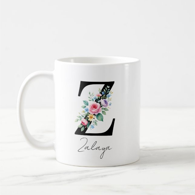 Blumenmonogramm – Buchstabe Z Kaffeetasse (Links)