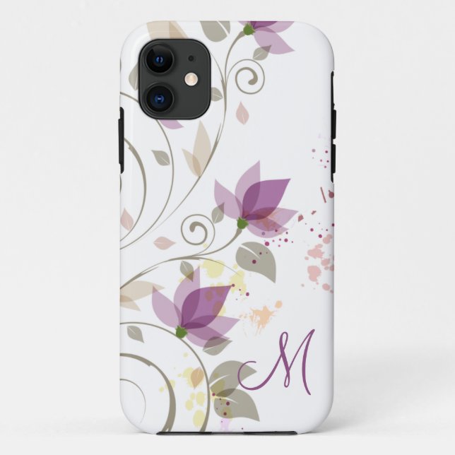 Blumenmonogramm des Girly lila Lavendel-iPhone5 Case-Mate iPhone Hülle (Rückseite)