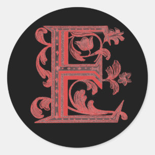 Blumenmonogramm E Runder Aufkleber