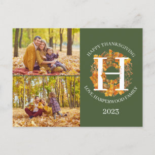 Blumenmonogramm-Erntedank-Foto-Collage Feiertagspostkarte