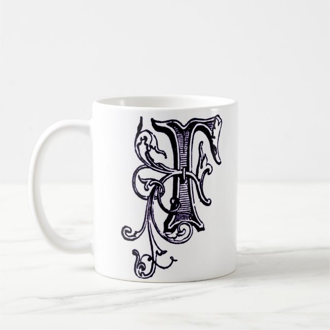 Blumenmonogramm 'F' - Tasse (Links)