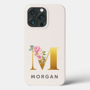 Blumenmonogramm Goldener Buchstabe M Personalisier Case-Mate iPhone Hülle