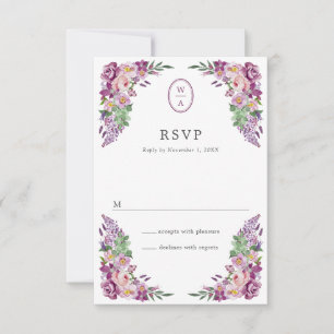 Blumenmonogramm-Hochzeit RSVP Karte