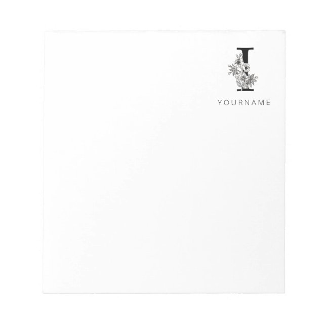 Blumenmonogramm i Sakura Kirschblüten Notizblock (Vorderseite)