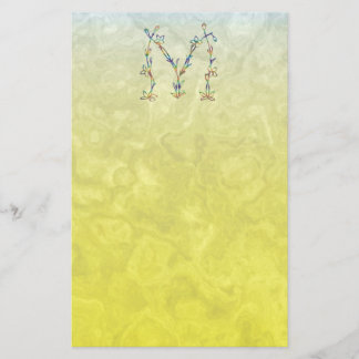 BLUMENmonogramm M Briefpapier