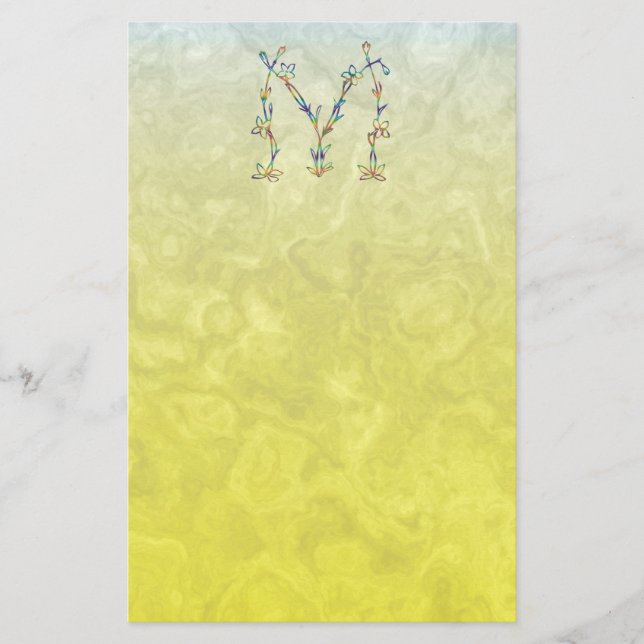 BLUMENmonogramm M Briefpapier (Vorderseite)