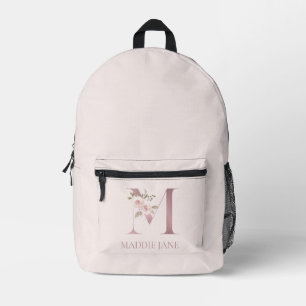 Blumenmonogramm M Name Bedruckter Rucksack