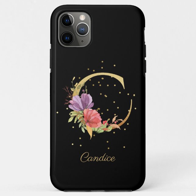 Blumenmonogramm Name Anfangsbuchstabe C Buchstabe  Case-Mate iPhone Hülle (Rückseite)