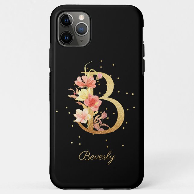 Blumenmonogramm Name Buchstabe B Initiale Case-Mate iPhone Hülle (Rückseite)