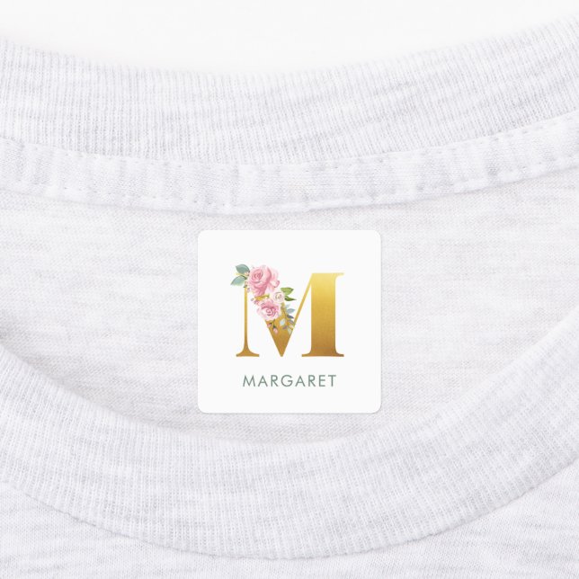 Blumenmonogramm Name Grüneisen auf Bekleidung Etiketten (Befestigt)