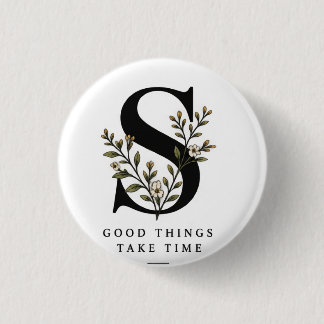 Blumenmonogramm S Untersetzer - Gute Dinge brauche Button