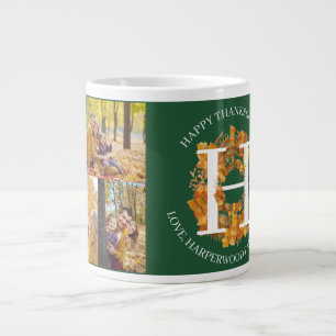 Blumenmonogramm Thanksgiving Familienfoto Collage Jumbo-Tasse