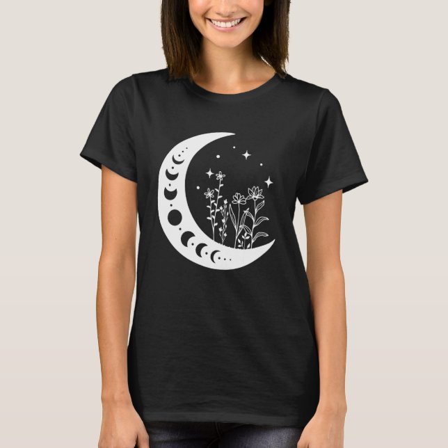Blumenmoon, Boho, Blumenmoon, Blume Crescent Co T-Shirt (Vorderseite)