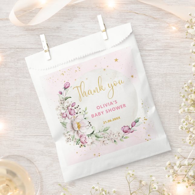 Blumenmoon Pink Babydusche Geschenktütchen (Ausgeschnitten)