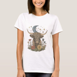 Blumenmoon Vintage Hütte Hochlandkuh T-Shirt