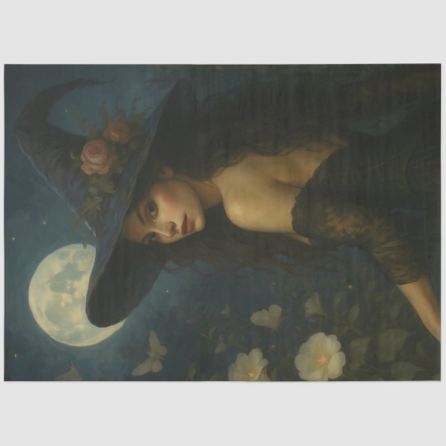 Blumenmoonlight Hexengotik Halloween Dekoupage Seidenpapier (Vorderseite)