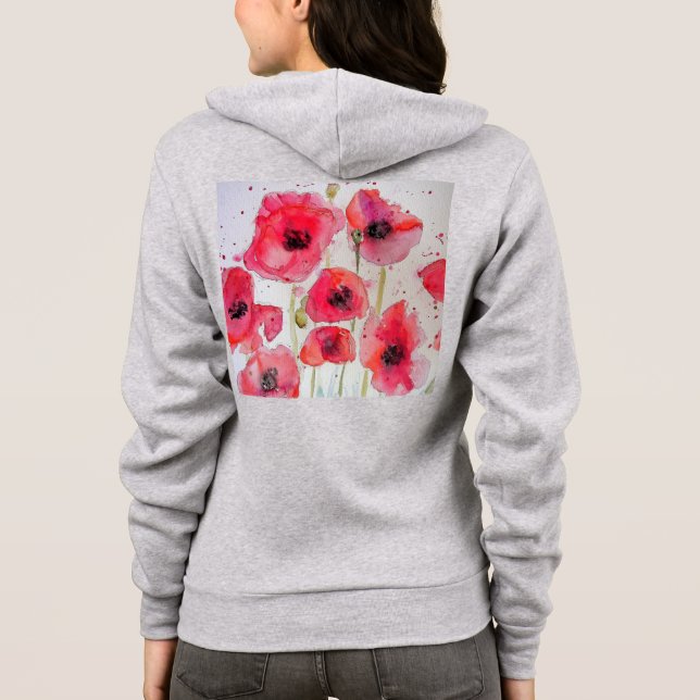 Blumenmoor Roter Mohn Blume Hoodie (Rückseite)