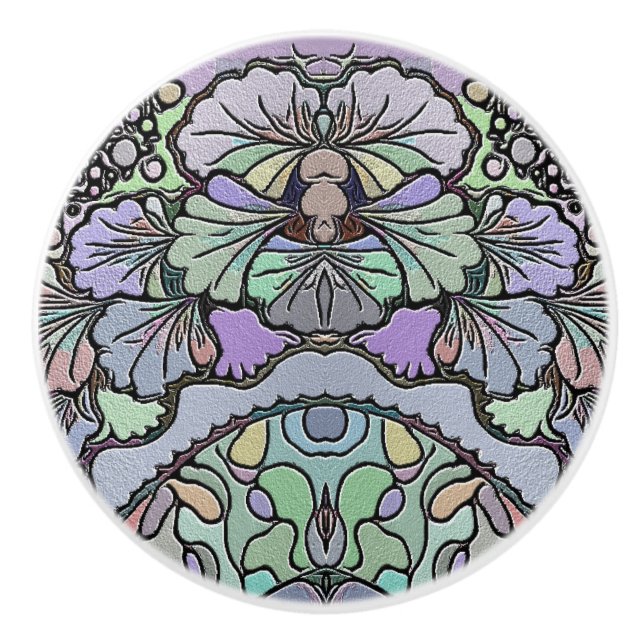 Blumenmosaik-Muster für abstrakte lila Pansy-Mosai Keramikknauf (Vorderseite)