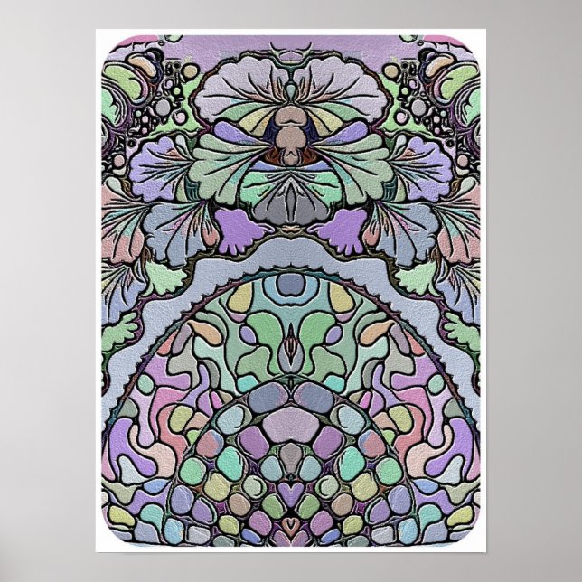 Blumenmosaik-Muster für abstrakte lila Pansy-Mosai Poster (Vorne)