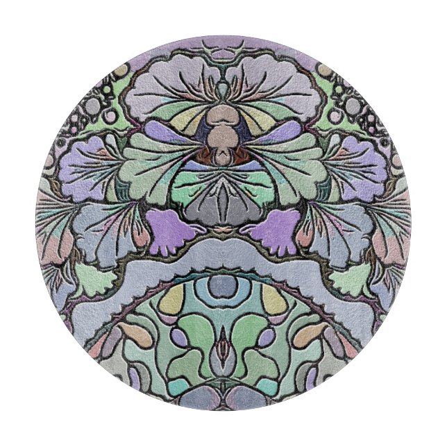 Blumenmosaik-Muster für abstrakte lila Pansy-Mosai Schneidebrett (Vorderseite)