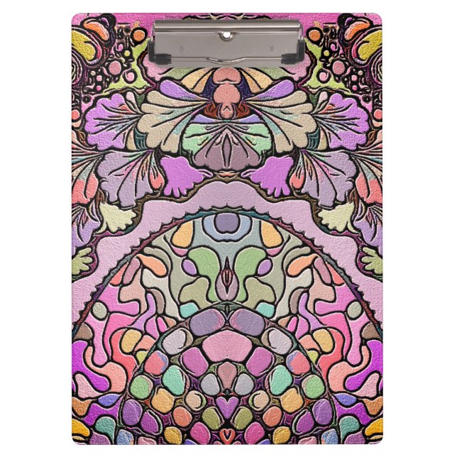 Blumenmosaik rosa Pause elegant farbig abstrakt Klemmbrett (Vorderseite)