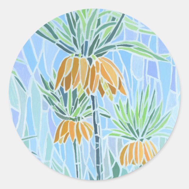 Blumenmosaikdesign Runder Aufkleber (Vorderseite)