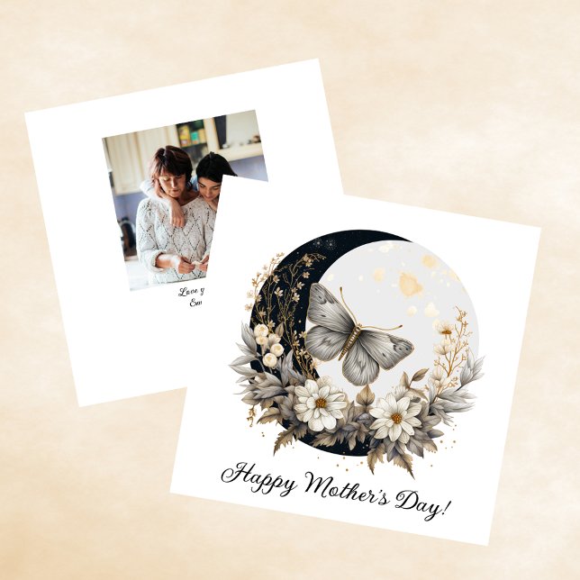 Blumenmoth und Mondfröhlicher Muttertag Feiertagskarte (Von Creator hochgeladen)