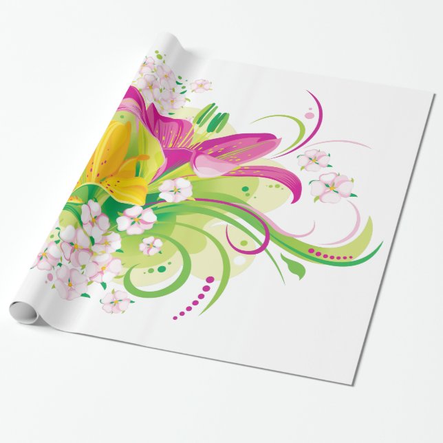 Blumenmotiv 15 Wrapping Paper Geschenkpapier (Ungerollt)