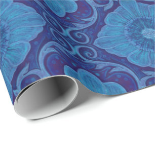 Blumenmotiv "Blaublumen", böhmisches Muster Geschenkpapier