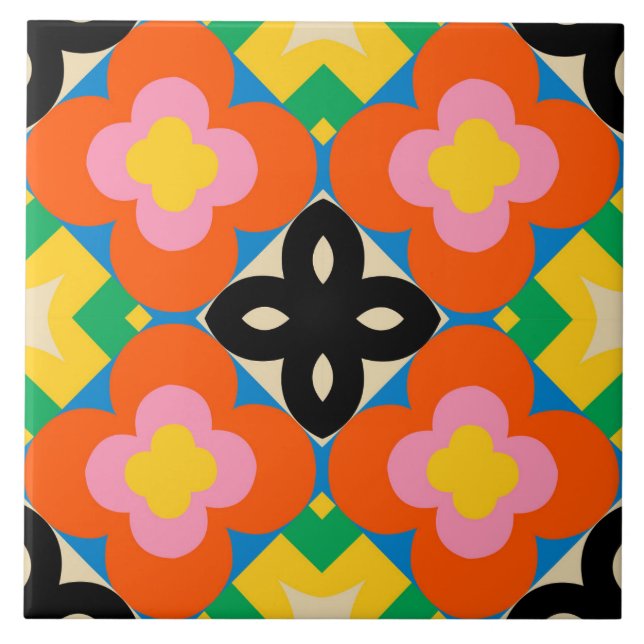 Blumenmotiv Decorative Keramik Tile - 6"x6" Fliese (Vorderseite)