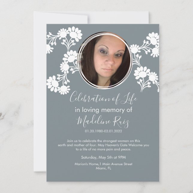 Blumenmotiv Feier zum Foto des Lebens Einladung (Vorderseite)