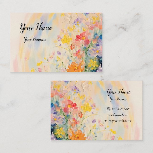 Blumenmotiv in Ölfarben Visitenkarte (Vorne/Hinten)