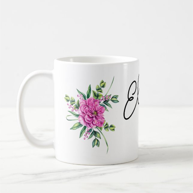 Blumenmotiv mit Namen Kaffeetasse (Links)