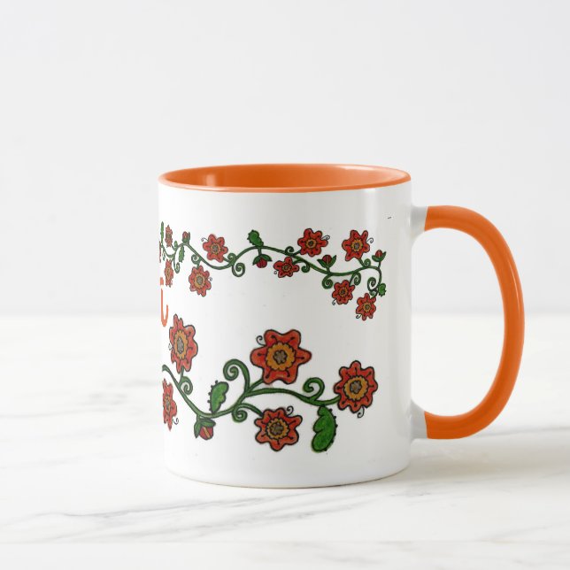 Blumenmotiv-Ukrainer-Volkskunst Tasse (Rechts)