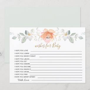 Blumenmotive, Grüne Wünsche für Baby Shower Game Einladung