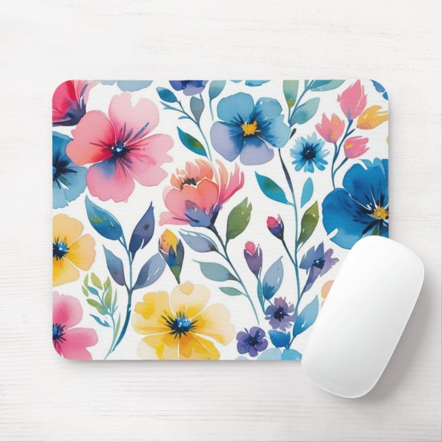Blumenmousepad im Wasserfarbenstil Mousepad (Mit Mouse)